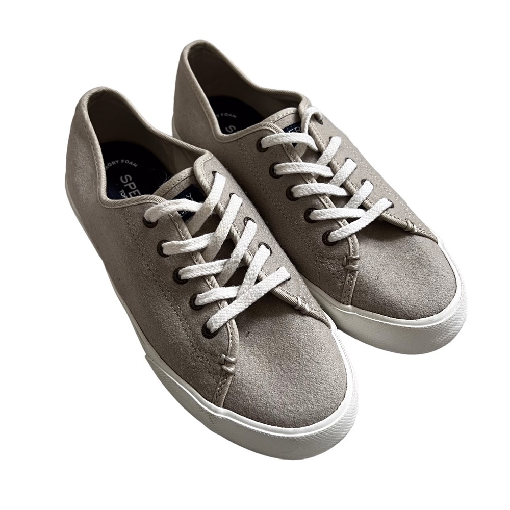 Sperry Women’s 8 Tan Flannel Boat Shoe Classic Fashion Lace Up Sneaker